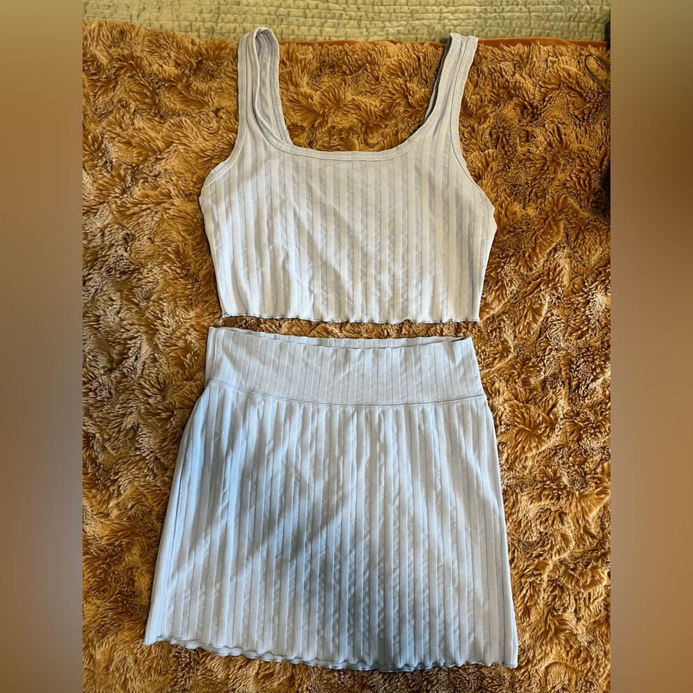 Aerie Blue Ribbed Mini Skirt Set - Picture 8 of 8